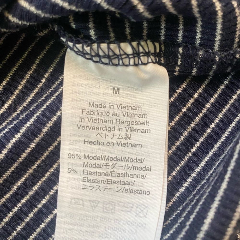 J. Crew Navy and White Striped Scoop Neck Ribbed Long Sleeve Henley - Picture 13 of 14